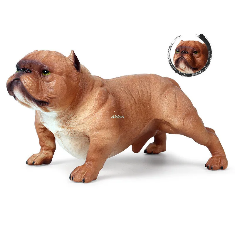 

8" Cute Puppy Statue Simulation Bully pitbull Art Craft ABS Home Decor Action Figure Toy Collectible Model Toy OPP 20CM L275