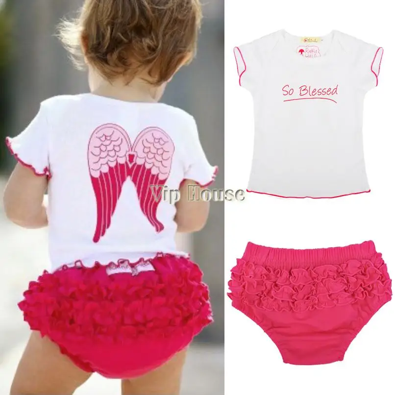 2014 Summer New Design baby girl clothing sets Girl Angel Wings Top+ Ruffle Pants clothes Free Shipping 41 | Мать и ребенок