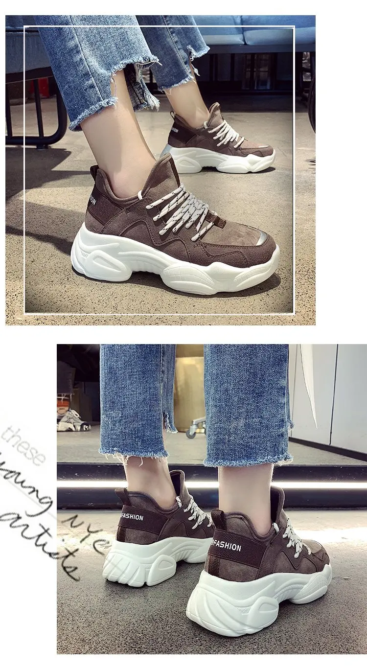 Women's Chunky Sneakers Spring Fashion Skate Women Platform Shoes Lace Up Woman Trainers Vulcanized Old Dad Shoes New S