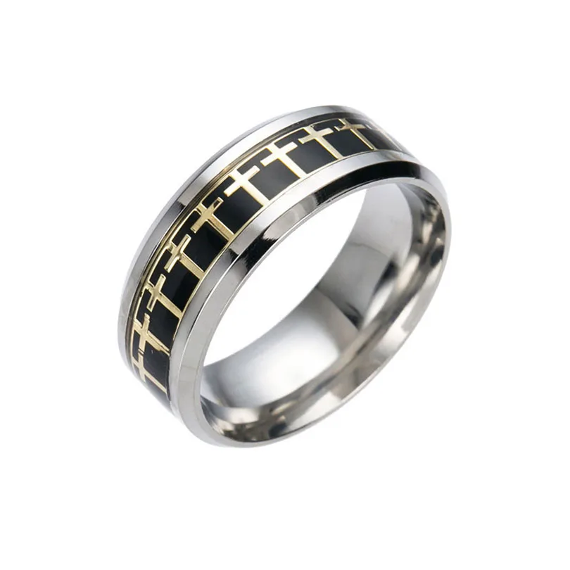 cross ring Titanium Steel Christian Catholic religious men rings Stainless Rings Engagement For Men Women | Украшения и