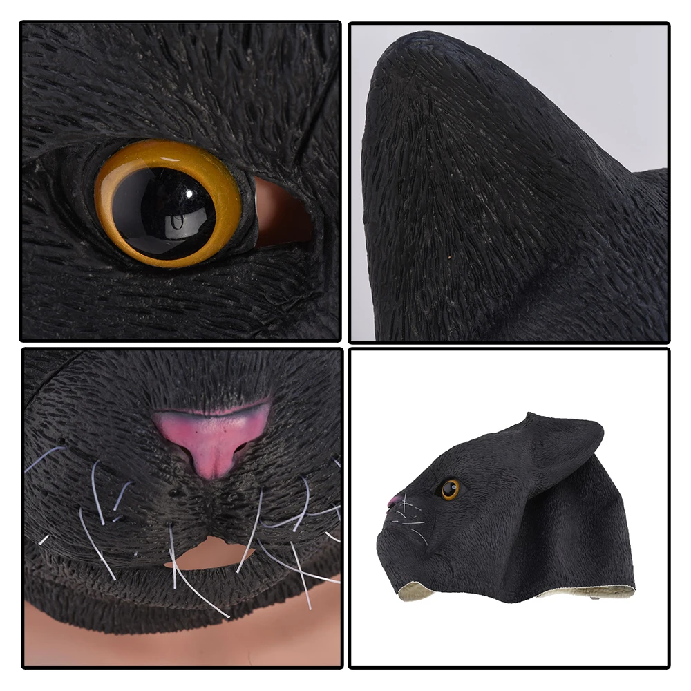 Латексная маска в виде черной кошки на Хэллоуин новинка костюм для вечеринки