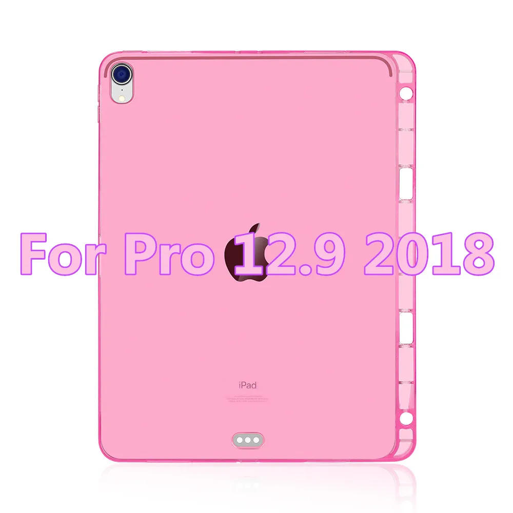 pink 12.9 2018 Чехол для iPad Pro 12,9, мягкая задняя крышка из ТПУ для iPad Pro 11, чехол с карандашом, чехол для iPad Pro 12,9 - Цвет: pink 12.9 2018