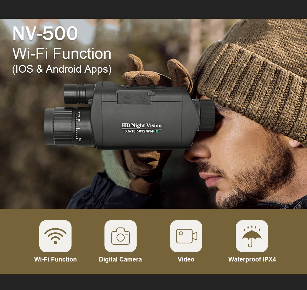 NV-500 WiFi цифровые Монокуляры ночного видения Открытый телескоп Бинокль Охота 3 5-10