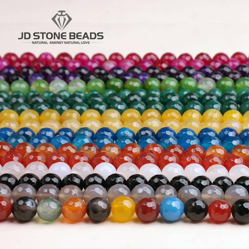 

Бусины Из Натурального граненого агата, 4-14 мм, круглые, матовые, черные, оникс, сердолик, бусины из черного камня для изготовления ювелирных ...