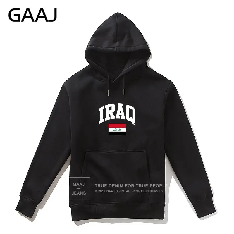 Black GAAJ флаг Ирака Для мужчин Толстовка Для женщин толстовка модная верхняя одежда, с капюшоном, с рисунком, Высококачественная брендовая одежда Felpe хлопковые пальто# KWEH4 - Цвет: Black