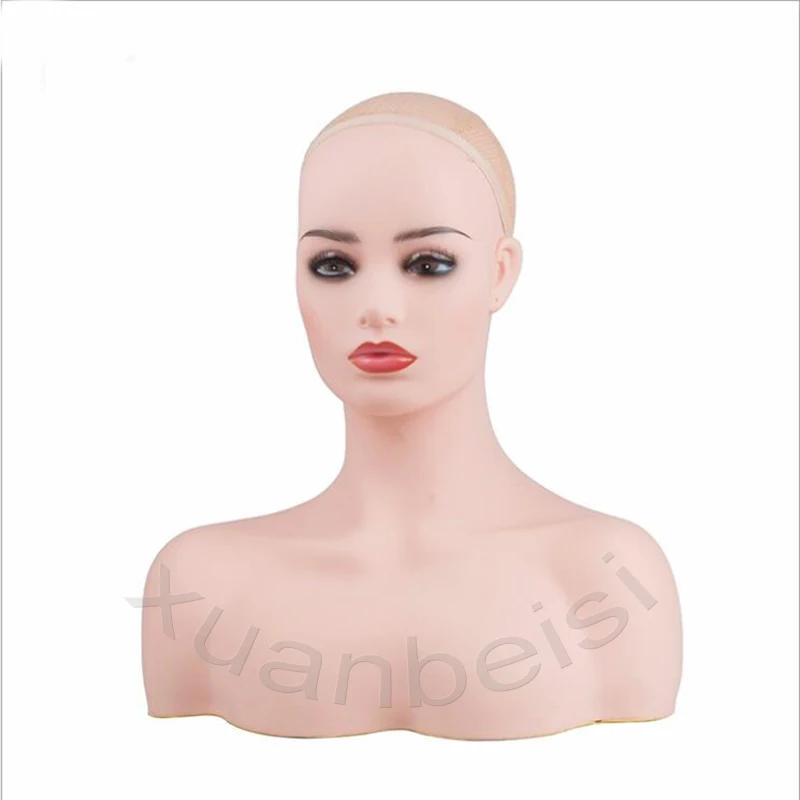 Female Realistic Fiberglass Manikin Head Bust Sale For Jewelry Hat Earring Lace Wig Display Nice Dummy Wig Head Stand enlarge