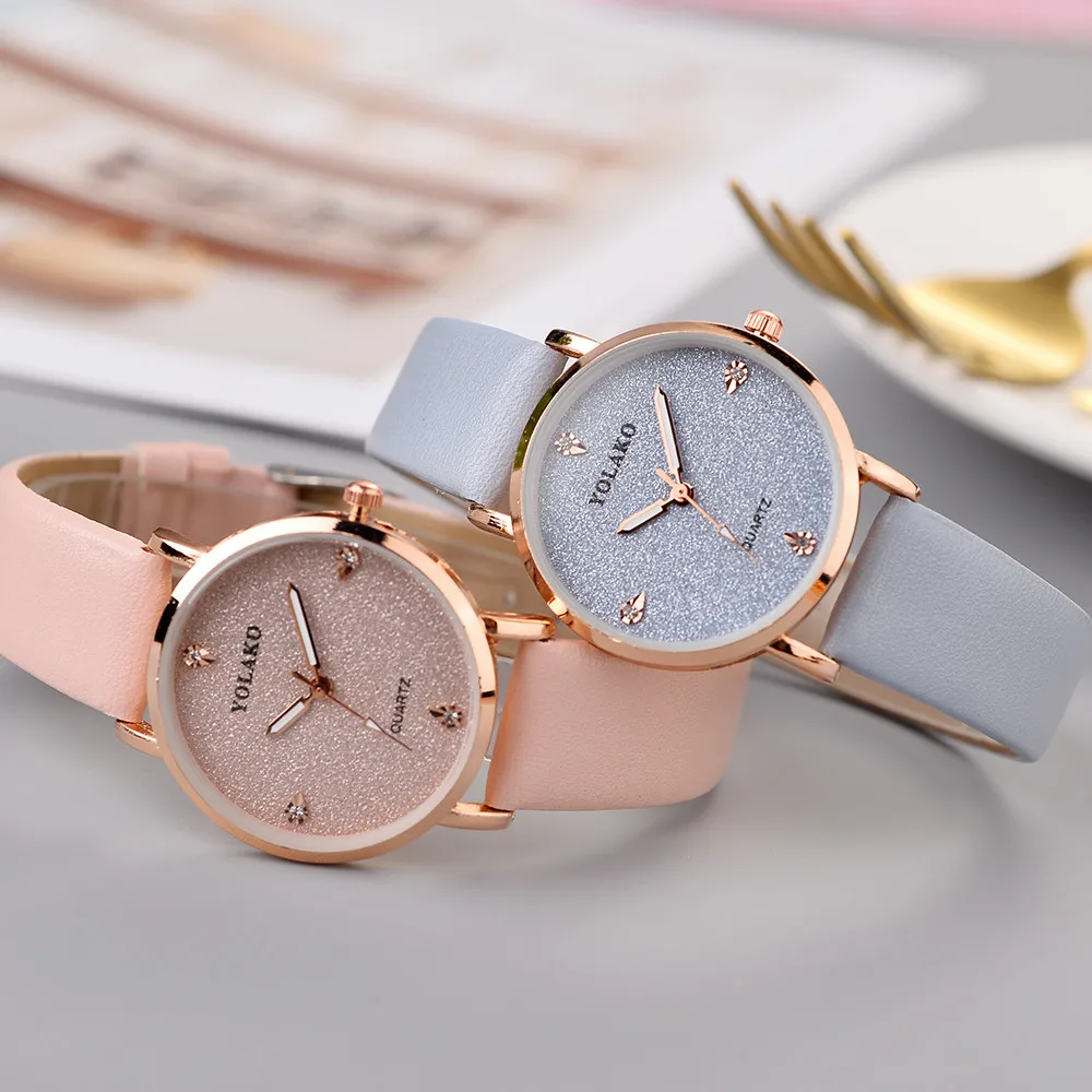 

YOLAKO 2019 Women's Casual Quartz Luxury Bracelet Leather Band Starry Sky Watch Analog Wrist Watch Relogio Feminino A7