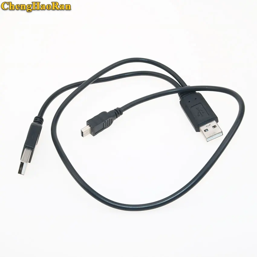 

ChengHaoRan 2 in 1 USB2.0 Type A Male to Mini 5P Male Cable+USB Male to Male Power Cable Y Splitter For HDD MP3 MP4 Camera