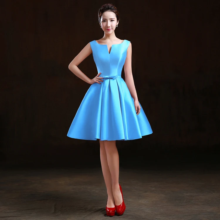 Robe De Soiree SSYFashion простой сатин без рукавов ТРАПЕЦИЕВИДНОЕ короткое коктейльное платье для невесты на заказ плюс размер Формальные платья