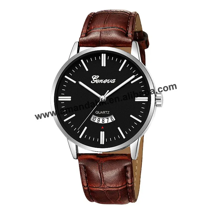 brown silver black Модные женские наручные часы, горячая Распродажа браслет с часами бизнес Женева наручные часы, горячая распродажа мужские Спортивные Повседневные часы 645 - Цвет: brown silver black
