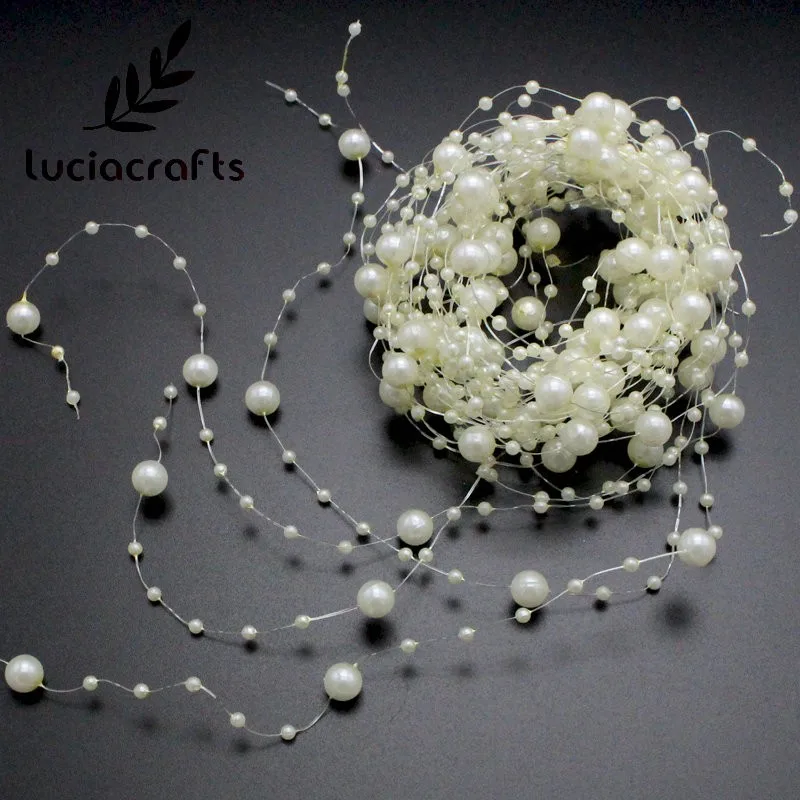 Lucia crafts 5 шт/6 шт(1,2 м/шт.) искусственная цепочка с жемчужными бусинами гирлянда цветы для DIY Свадебная вечеринка поставка C0405