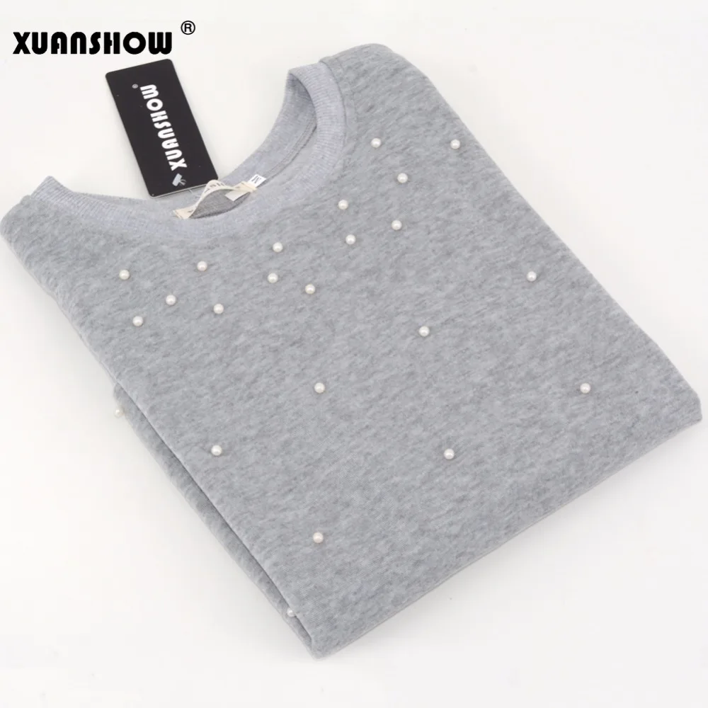 XUANSHOW 2020 модный весенний осенний Женский комплект с жемчужными бусинами свитшот и