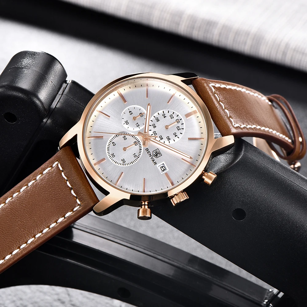 

BENYAR Men's Watches Business Fashion Mens Watches Military 30M Waterproof Sports Chronograph Top Brand Luxury Reloj Hombre 2019
