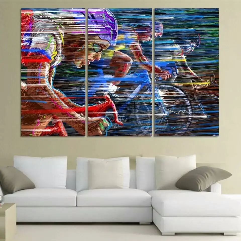 

3/5 Panels Sports Bike Race Speed Vector Fabric Canvas Poster Print Custom canvas poster bike race speed color cycling canvas