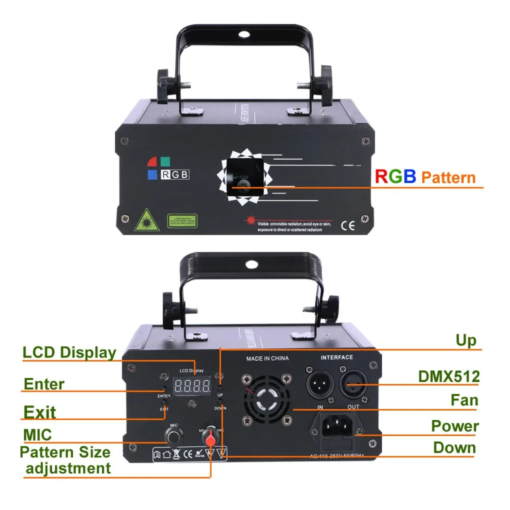 Sharelife Mini 500 МВт RGB Полноцветный анимационный узор DMX луч Лазерный свет для