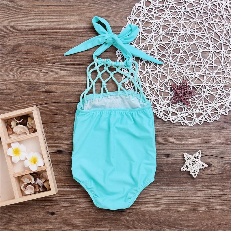 Милый купальник для девочек однотонный синий кружевной тубус смычка топы