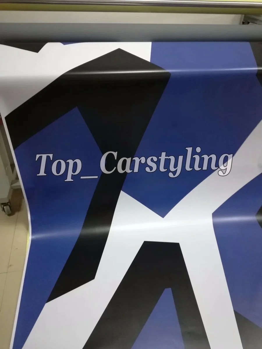 Синяя камуфляжная виниловая пленка с большими пикселями для обертывания