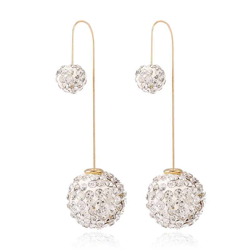 Шамбала серьги с бусинами двойной жемчуг золотые Подвесные серьги-капли