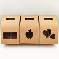 24pcslot kraft paper stand up boxes with clear pvc window for bread breakfast cereals packaging gifts storage container boxes