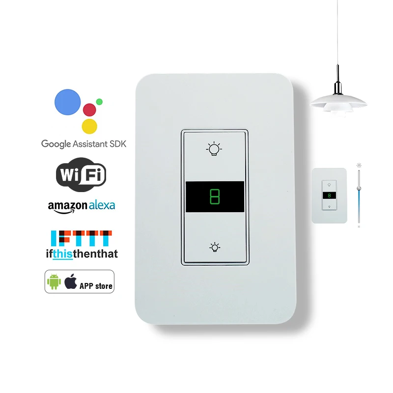 WiFi умный диммер, переключатель, стандарт США Smart Life/Tuya приложение дистанционное управление, Голосовое управление от Alexa Google Home, не требуется концентратор