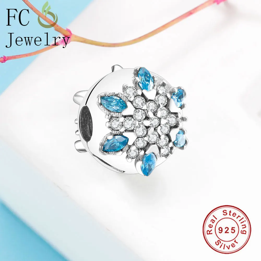 Winter Collection 925 Sterling Silver Amusement Snowflake Clip Charm Fits Original Charms Bracelet Bead DIY Berloque | Украшения и