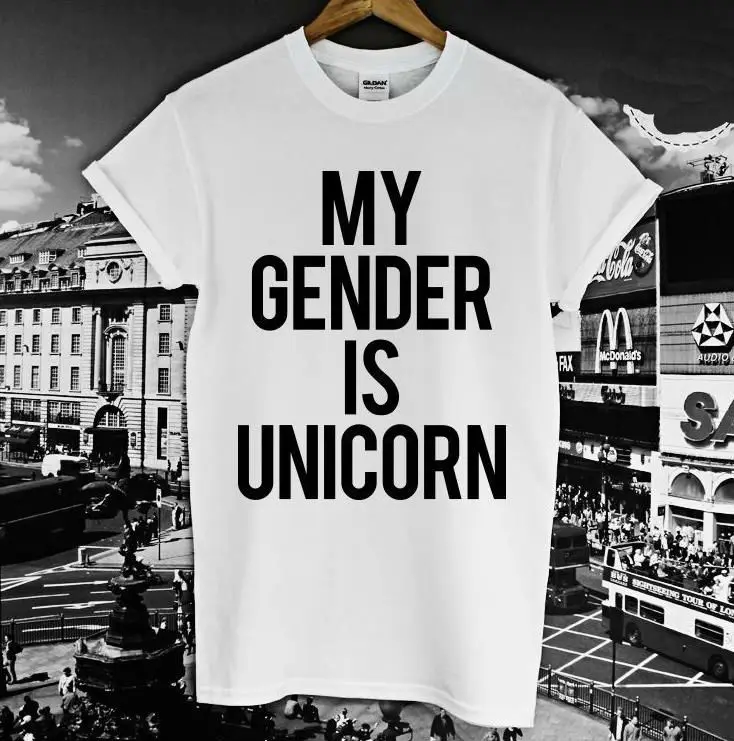 

MY GENDER IS UNICORN Letter Print Women Tshirts Cotton Casual t Shirt For Lady Top Tee Hipster Tumblr Gray White Drop Ship H-5
