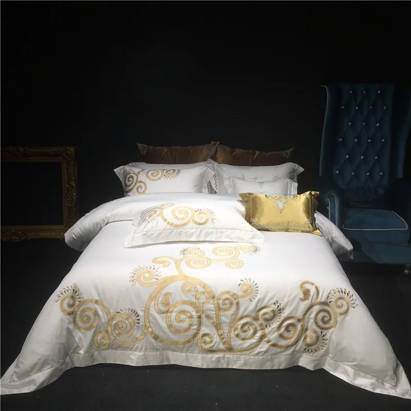 4 шт. набор постельного белья из египетского хлопка с вышивкой|sheet set|wedding bedding