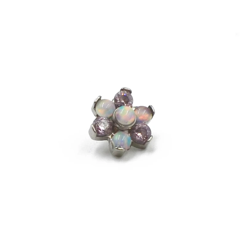 Violet Gem Top 1 шт., G23 класс, титановый дермальный якорь, цветок, верх, микродермальные водители, поверхность, кожный набор, пирсинг, кольца, опал, тело, очаровательное ювелирное изделие - Окраска металла: Violet Gem Top
