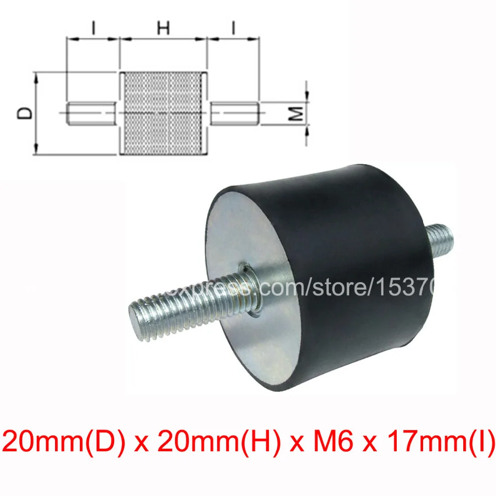 2PCS VV type anti-vibration rubber shock damper pad 20mm(D) x 20mm(H) x M6 x 17mm(I)