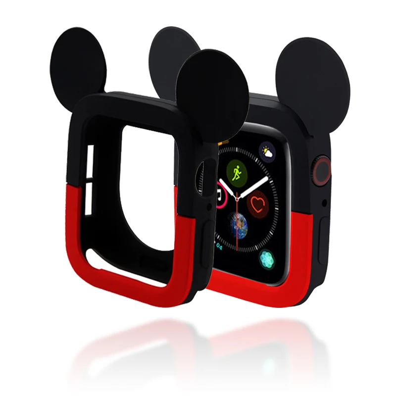 Силиконовый чехол для часов Apple Watch 4 милый защитный с Микки iwtch 44 мм 40 защитная