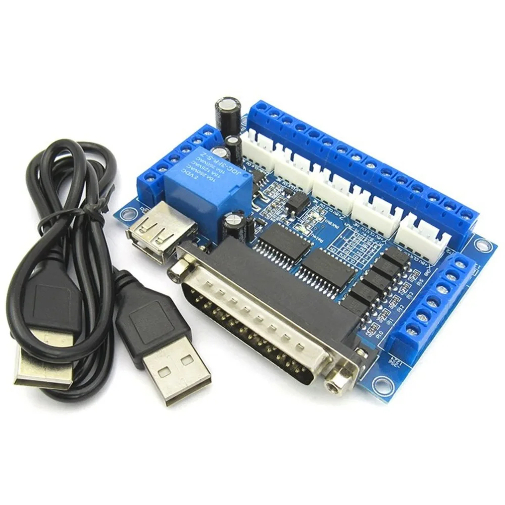 5 axis CNC Breakout Board Stepper Motor Driver MACH3 Parallel Port Control Module Controller with Optical Coupler USB Cable |