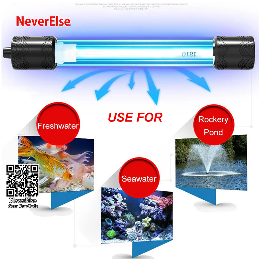 

UV Sterilization Lamp Light with Timer Water Disinfection for Aquarium Fish Tank Green Killing Submersible 180degree Shade Sheet