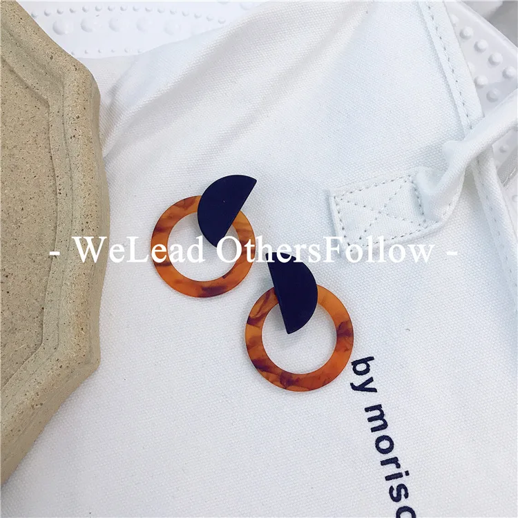 Leopard Print High Quality Acetate Round Retro Minimalist Geometric for Women Earrings Ear Pins Statement Jewelry Gift | Украшения и