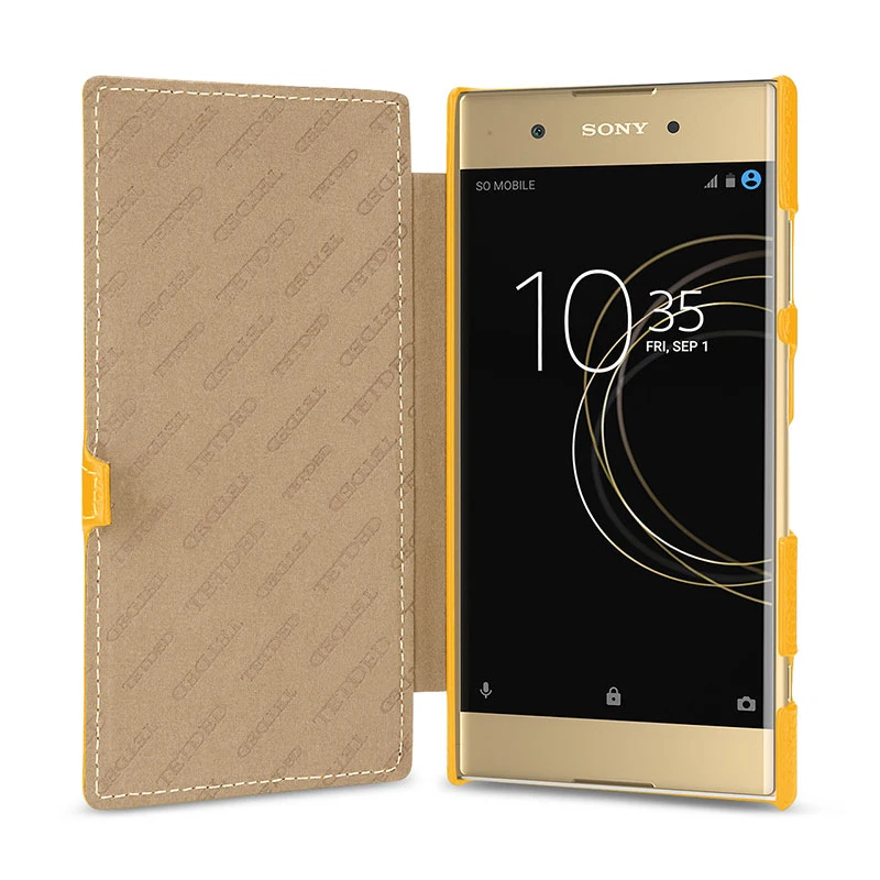 Чехол для Sony Xperia XA1 и Plus деловой флип чехол из натуральной кожи с подставкой