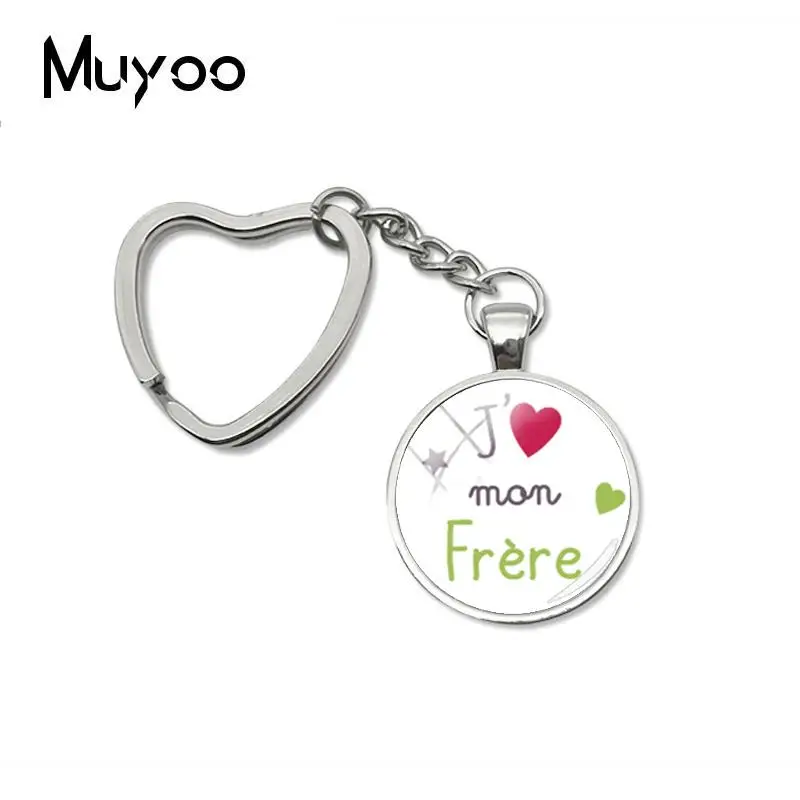 J'aime Papy Mamie сердце брелок I Love Sister брелок ручной Изготовленный вручную стеклянный ювелирные изделия из кабошонов - Цвет: 11