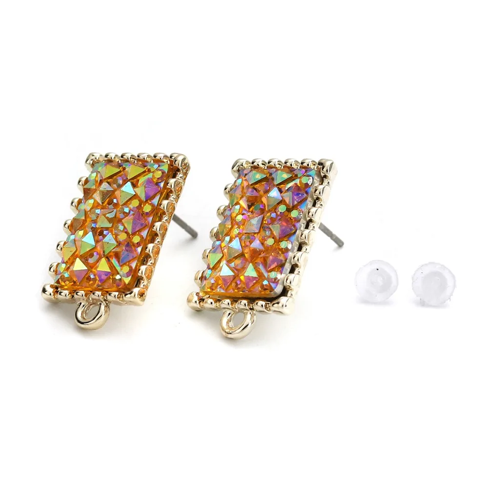 DoreenBeads цинковый сплав стекло серьги-гвоздики результаты лист светло-золотой