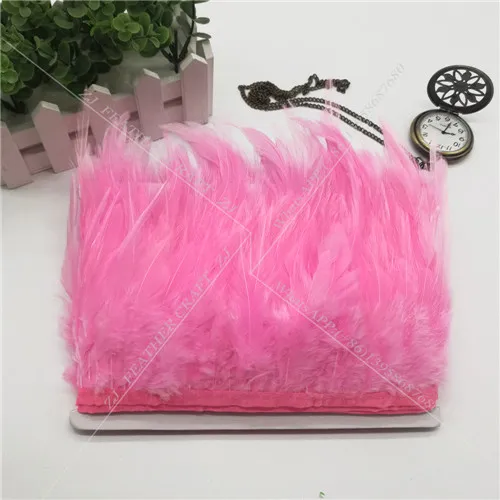 No.1 pink 10 ярдов, 10-15 см, отделка из натурального меха хакле/петух, хвост, куриное перо, отделка для платья/юбки/костюма/ремесла, 35 цветов - Цвет: No.1 pink