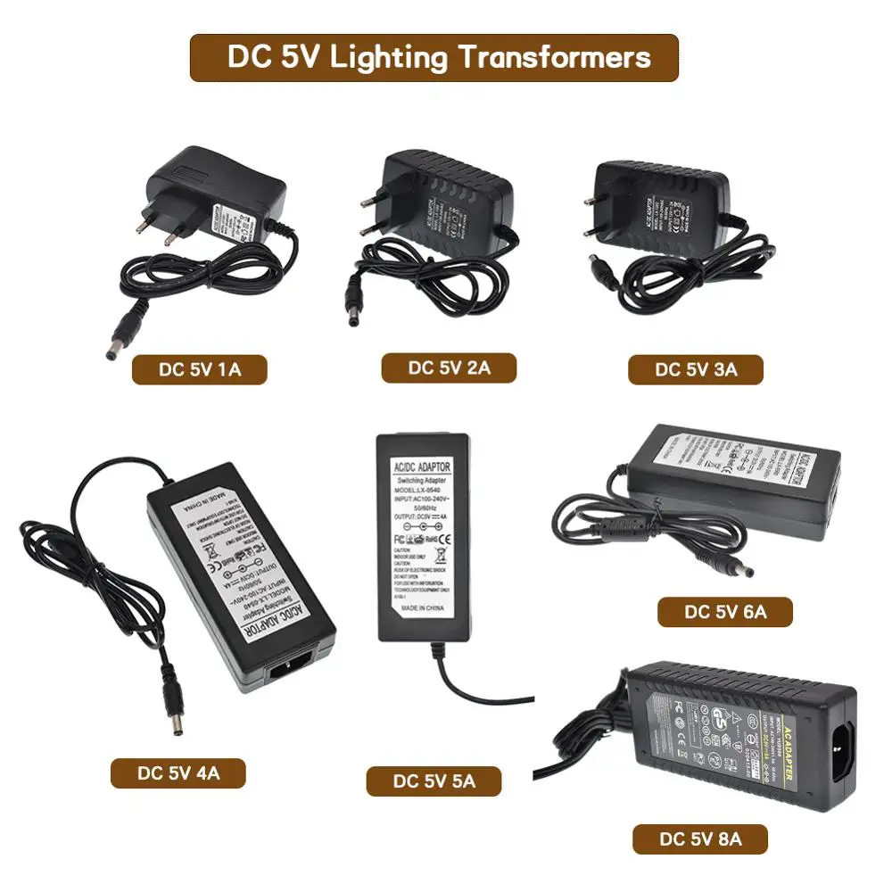 Трансформатор освещения AC110V 220V к DC 5V 12V 24V адаптер питания зарядное устройство 1A 2A 3A 4A 5A 6A 8A источник питания EU US AU UK Plug
