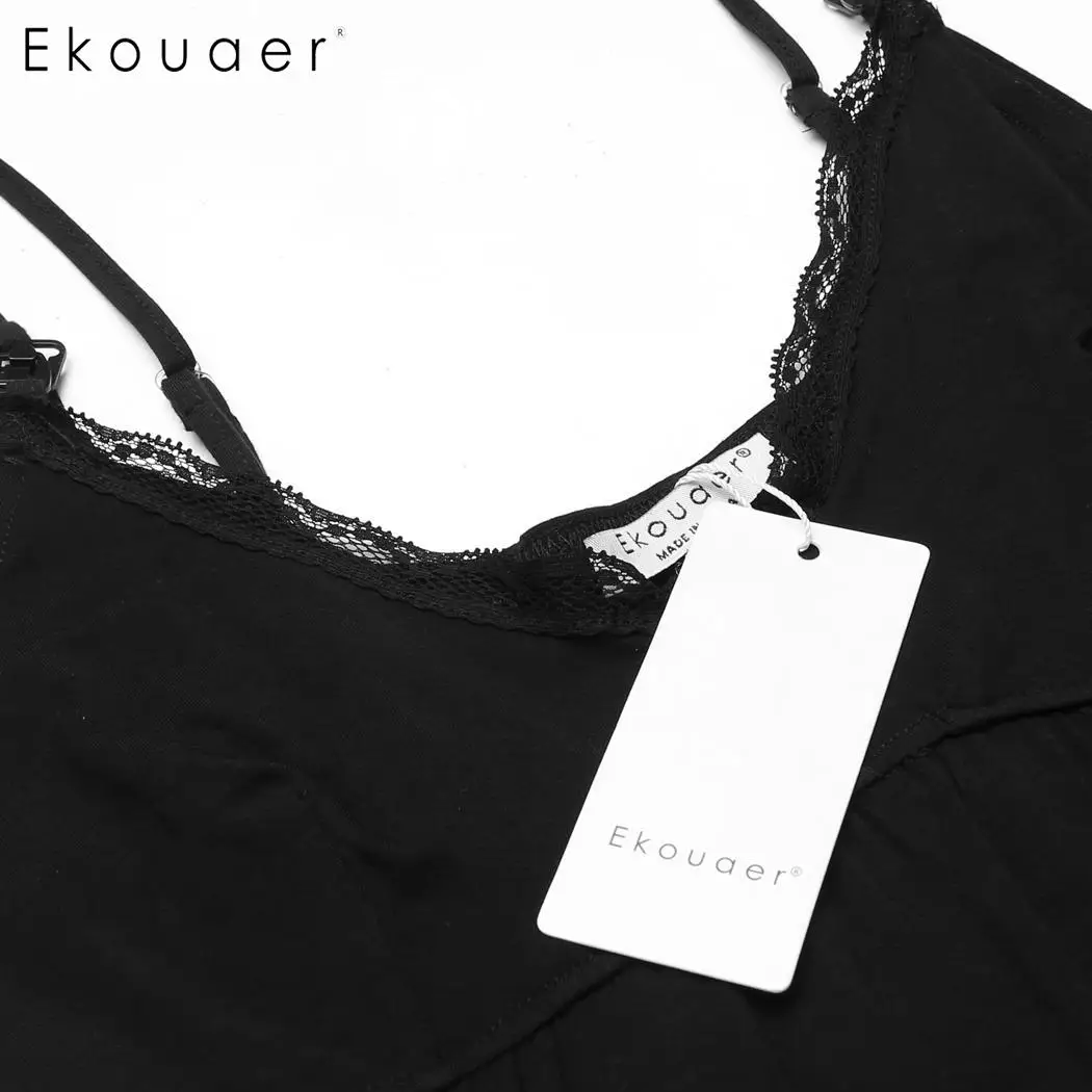 Женское ночное платье Ekouaer кружевная Лоскутная Ночная сорочка на бретельках