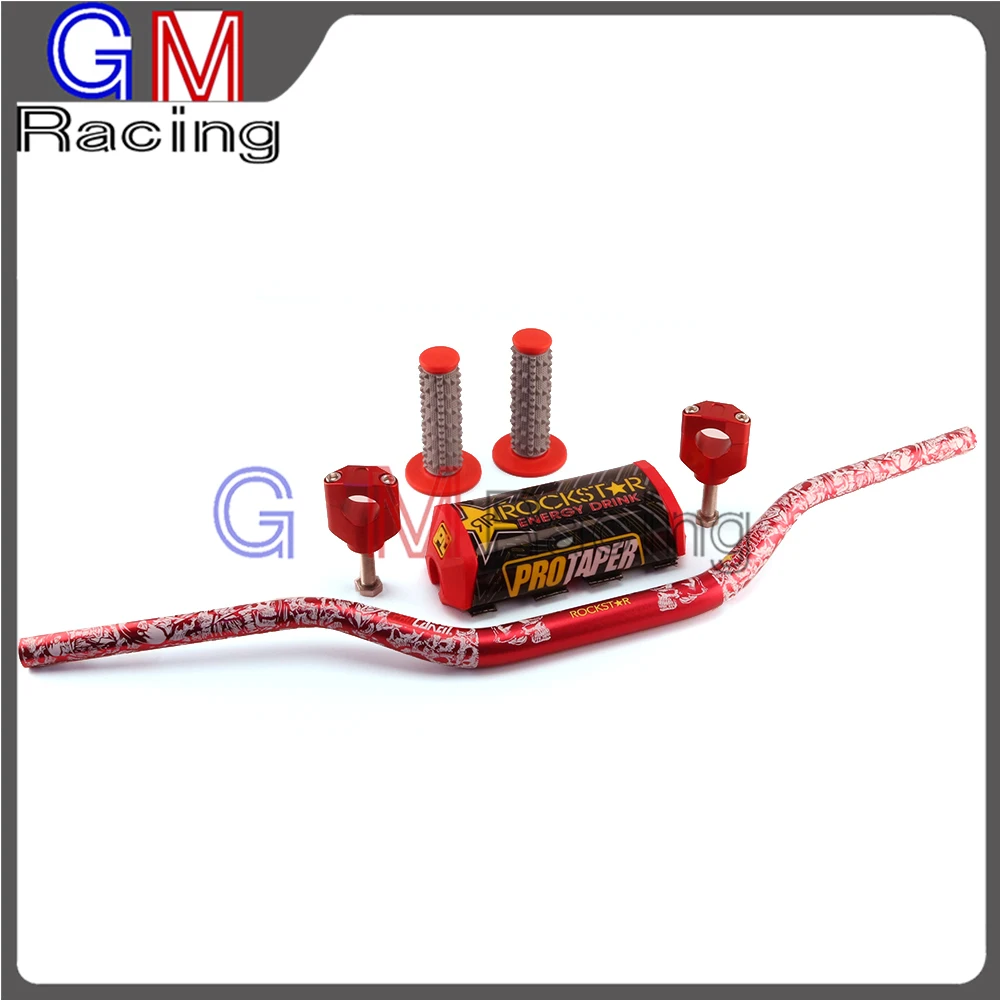 Red pattern A 1 1/" Жир Бар 28 мм руль ручки 28 мм зажимы колодки для KAWASAKI KX125 KX250 KX250F KX450F KXF250 KXF450 KX 250F 450 мотоцикл - Цвет: Red pattern A