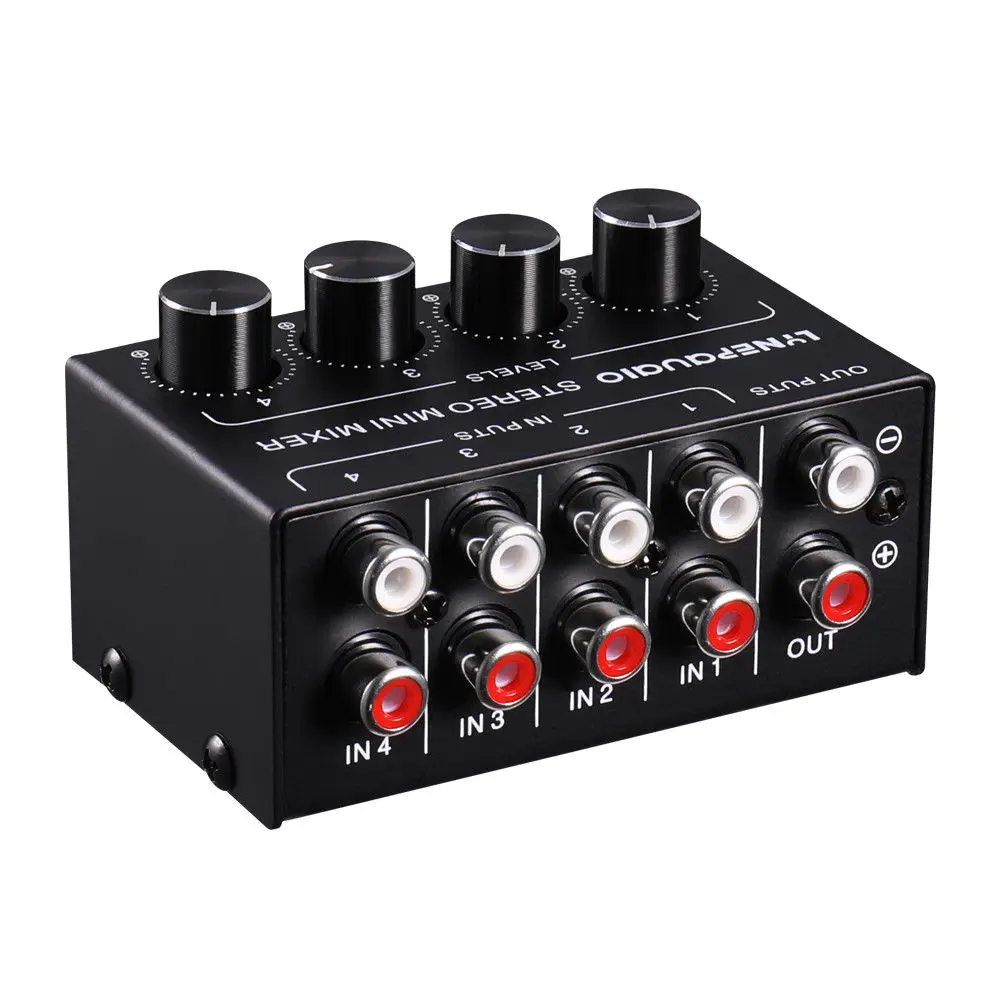Nobsound мини стерео RCA 4-х канальный пассивный смеситель без потери качества звука для Live& Студия черного цвета