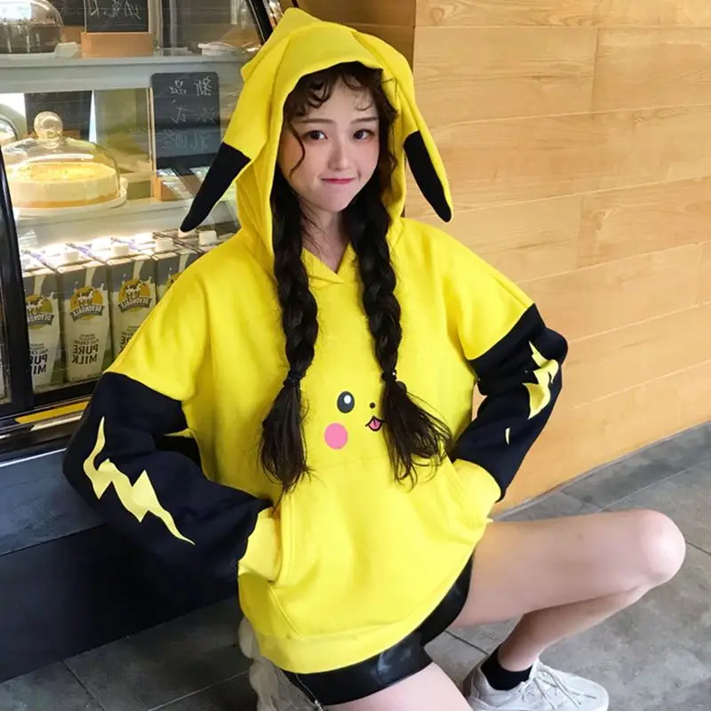 Женская толстовка с капюшоном Harajuku толстый Ulzzang Милый принт свободный без
