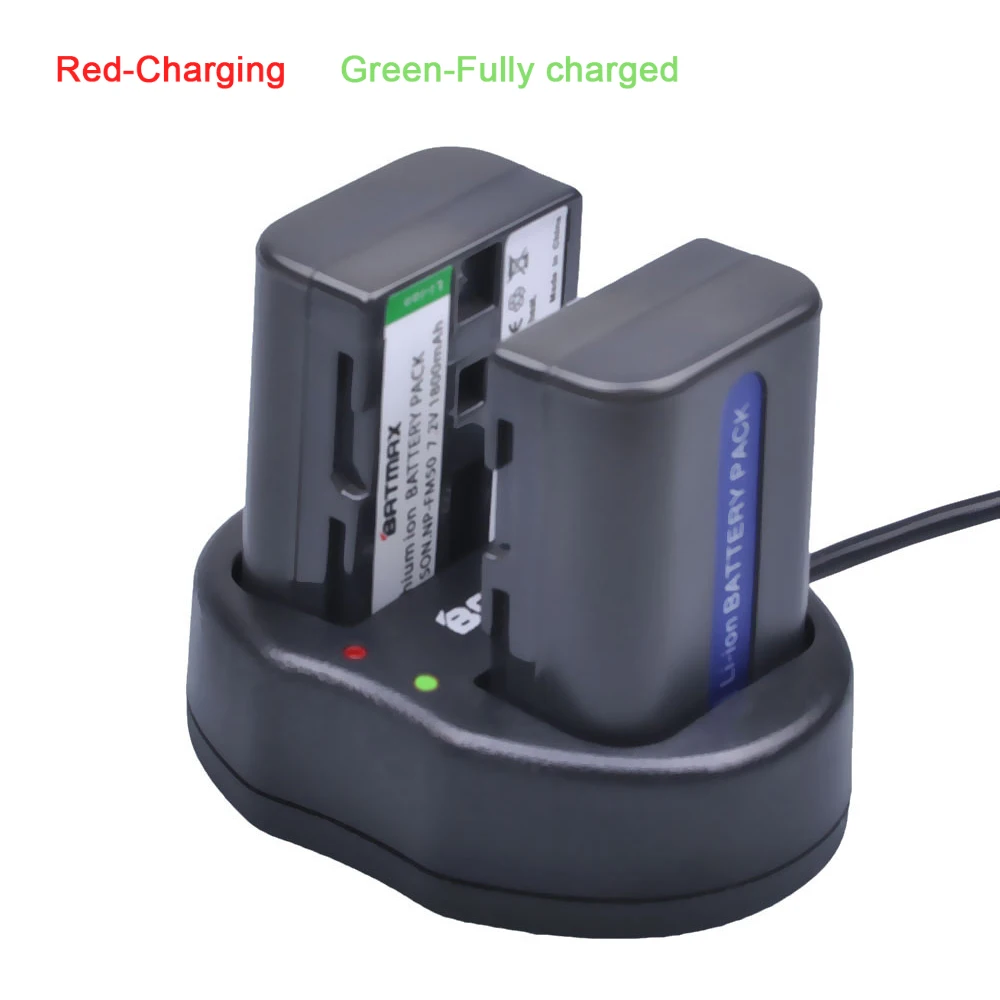 Аккумулятор Batmax 2 шт. Φ NP FM50 NPFM50 и USB двойное зарядное устройство для Sony Alpha A100|np