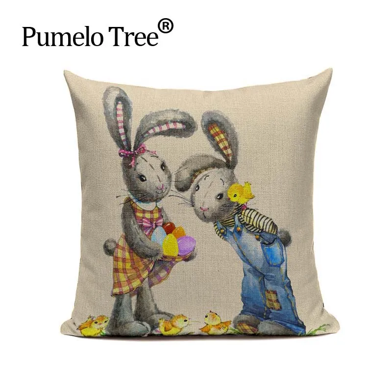 Счастливый Пасхальный милый смайлик кролик цвет яйца домашний хлопковый льняной