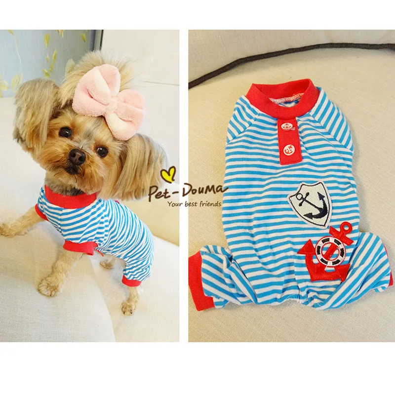 Милая полосатая Пижама для кошек и собак комбинезон хлопковая одежда маленьких