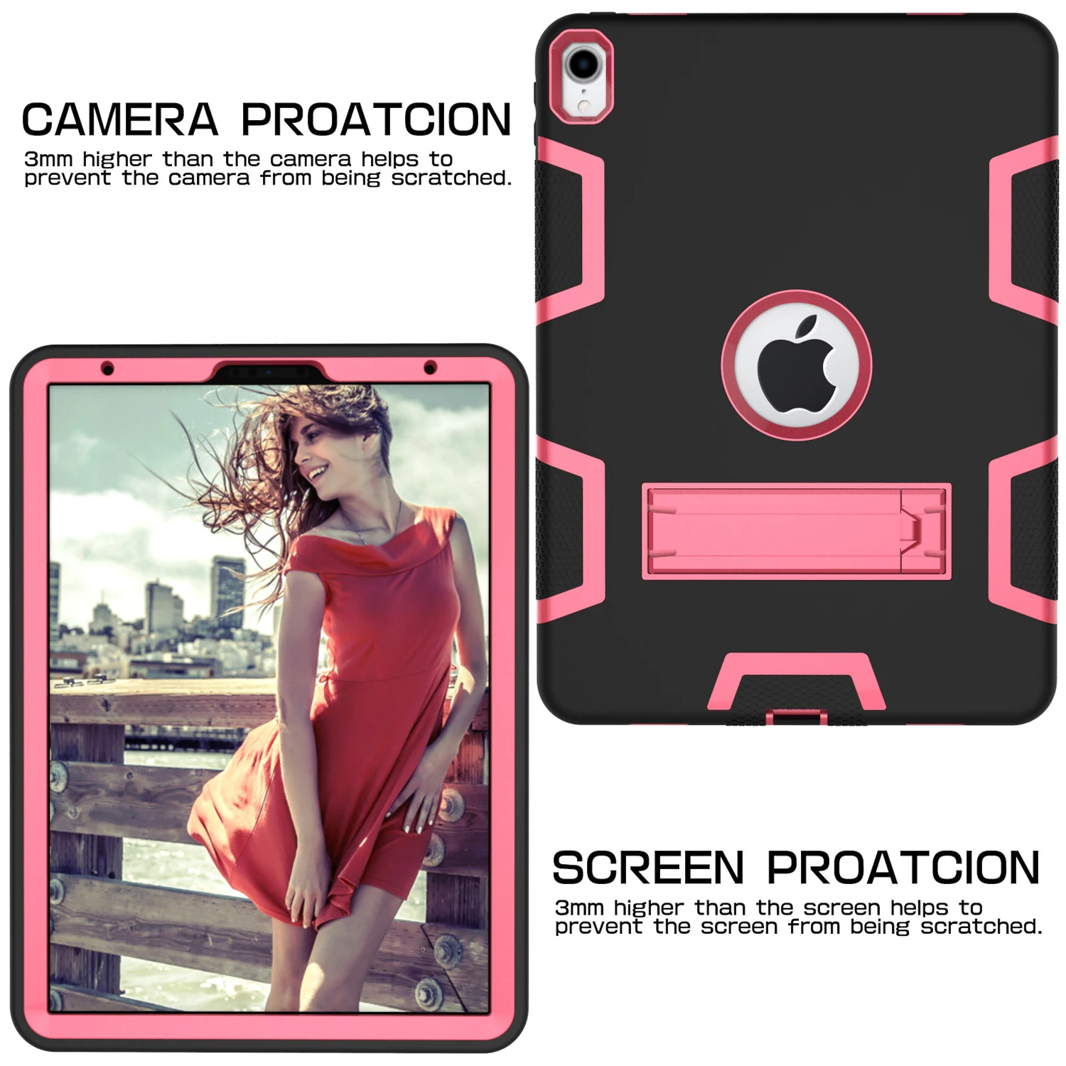 Shockproof Case for iPad Pro 11&quot 2018 High Impact Resistant Cover Hybrid 3 Layers Heavy Duty Armor Defender Full Body Protector |