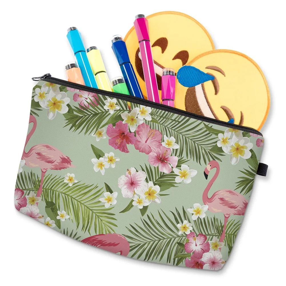 Женская косметичка тропический Фламинго цветок листья макияж сумка дорожный