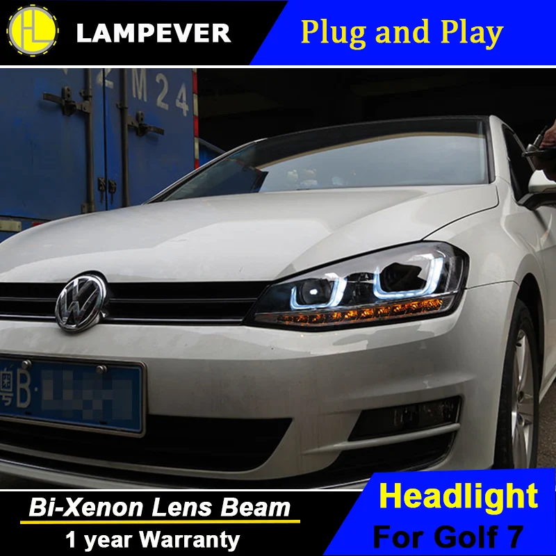 Lampever стайлинг фары для VW Golf 7 светодиодный 2013-2015 Golf7 Mk7 ные ДХО Биксеноновые линзы