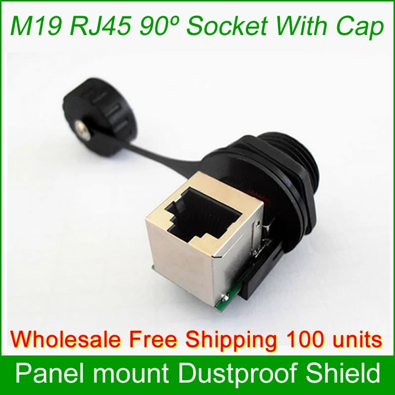 Günstig Kostenloser Versand Großhandel 100 Einheiten RJ45 Panel Mount Wasserdichte 90 Grad Verbinder Gemeinsamen Outdoor AP Buchse Gigabit Gerade Kopf