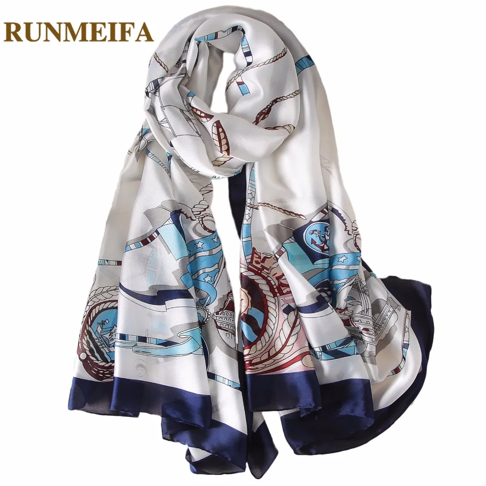 [RUNMEIFA] 2018 New Fashion silk Scarves Women Summer beach shawls and capes Scarf 180*90 Female Soft Comfortable accessories |